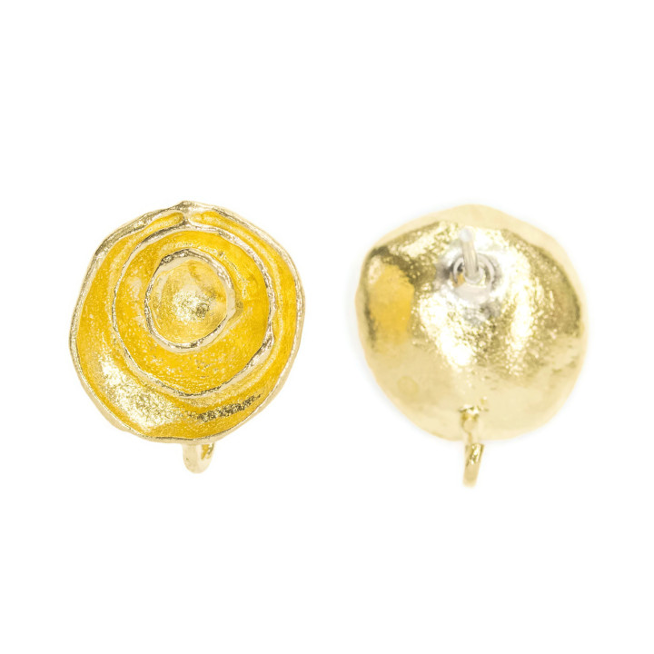 Base Per Orecchini Di Bronzo A Perno Fiori 11mm 10 Paia Dorato