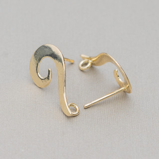 Boucles D'oreilles Clous Bases 12x22mm Bronze Poli Doré 18 Paires