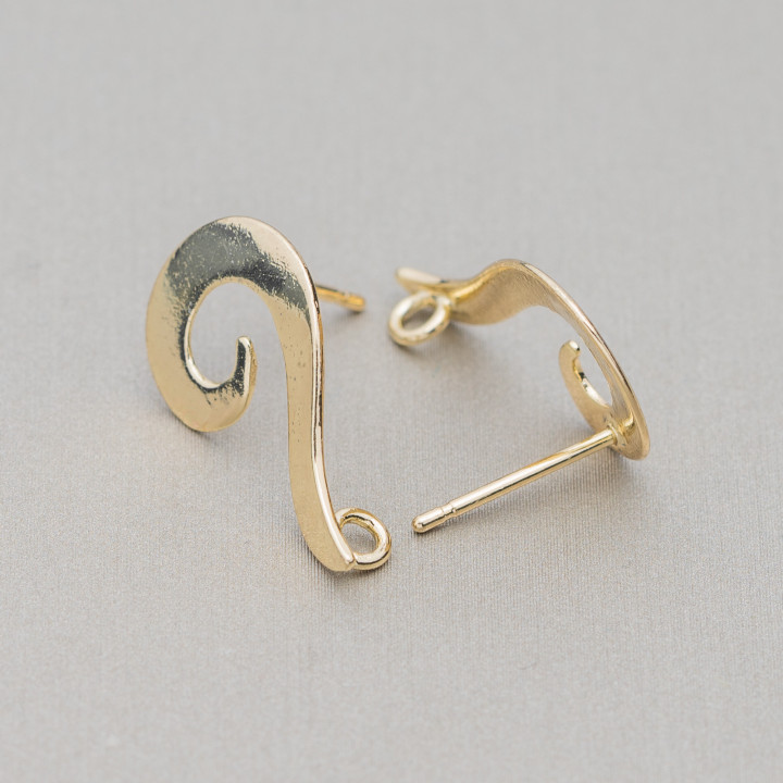 Boucles D'oreilles Clous Bases 12x22mm Bronze Poli Doré 18 Paires