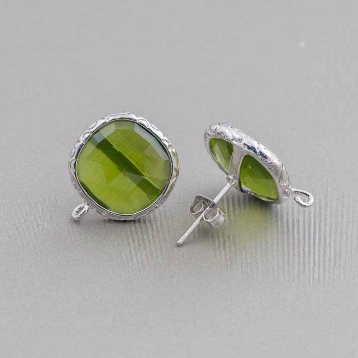 Bases Para Pendientes De Bronce Con Cristales Conjunto Cuadrado 15mm 5 Pares Rodio Verde Bosque