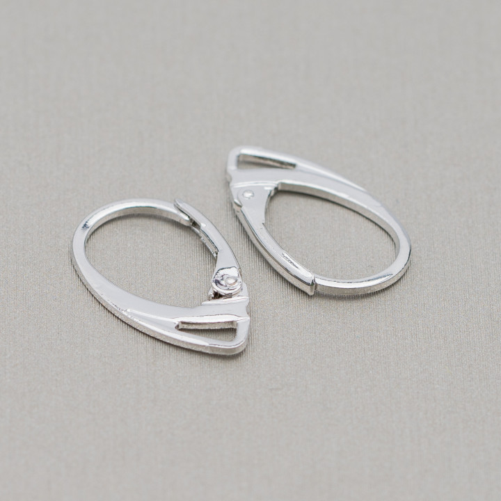 Boucles d'Oreilles Laiton Crochet Fermé 11x18mm 60 Paires Rhodié