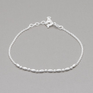 925 Silver Bracelet With Rolo Chain And Ovals 2x4mm Long 18cm + 3cm 4pcs Silver