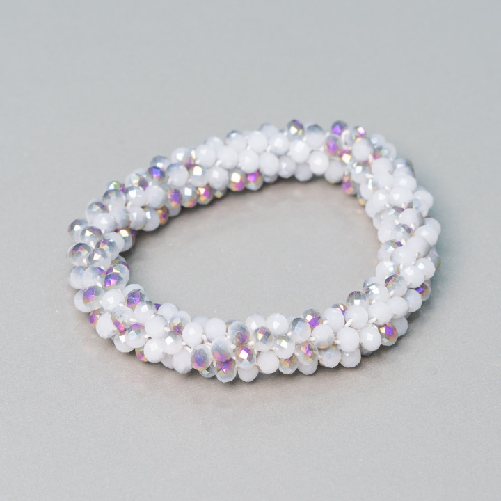 Elastic Bracelet of Intertwined Crystals 10mm with 4.5mm Crystals 1pc MOD42