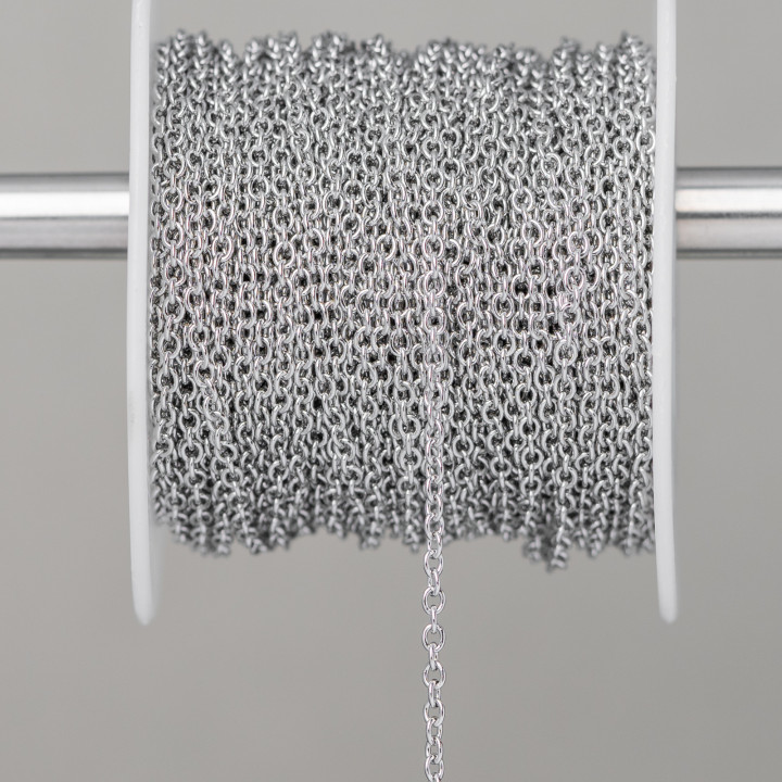 Chaîne de Câble en Acier Lisse 1,6x1,8mm Fil 0.4mm 20 Mètres