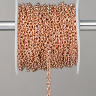 Catena Di Acciaio Forzatina Liscia 2,3x2,8mm Filo 0,6mm 15 Metri Oro Rosa