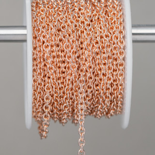 Chaîne Acier Lisse 3,0x4,0mm Fil 0,8mm 10 Mètres Or Rose