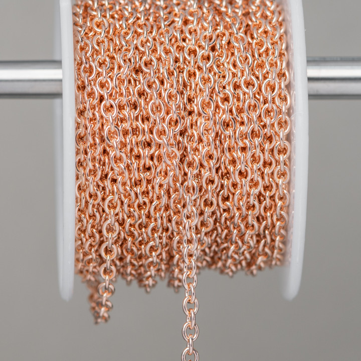 Glatte Stahlkette 3,0x4,0mm Draht 0,8mm 10 Meter Roségold