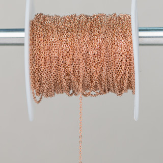 Chaîne Acier Broyé 1,2x1,6mm Fil 0,3mm 20 Mètres Or Rose