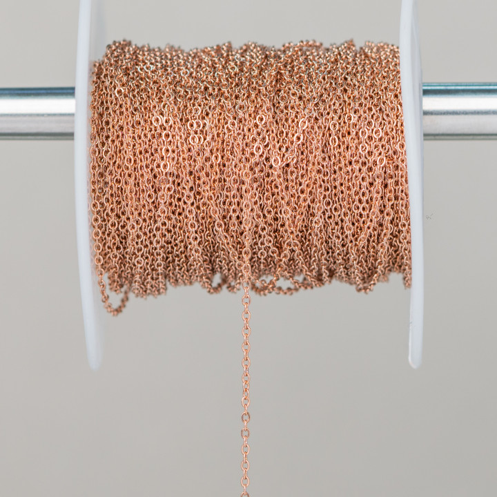 Crushed Steel Kette 1,2x1,6mm Draht 0,3mm 20 Meter Roségold