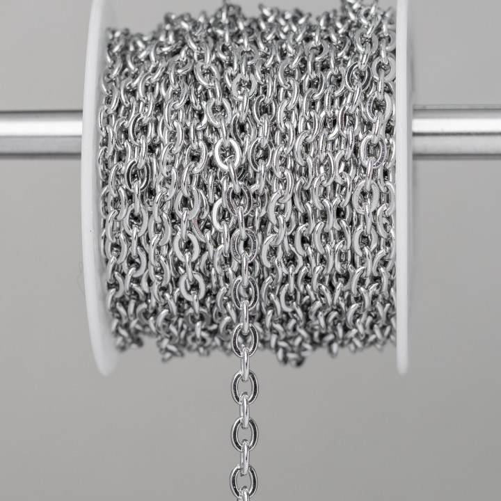 Catena Di Acciaio Forzatina Schiacciata 1,9x2,5mm Filo 0,5mm 20 Metri