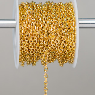 Cadena Acero Triturado 1.9x2.5mm Alambre 0.5mm 20 Metros Chapado En Oro