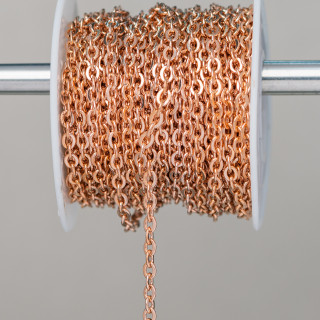 Chaîne Acier Broyé 2,3x2,8mm Fil 0,6mm 15 Mètres Or Rose