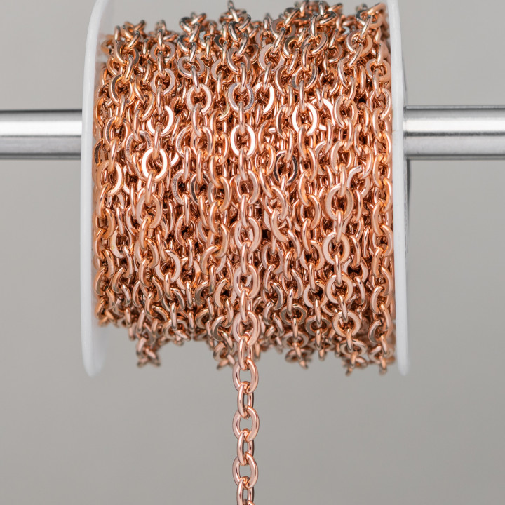 Forzatina Crushed Steel Chain 4.0x5.0mm Wire 1.0mm 8 Meters Rose Gold