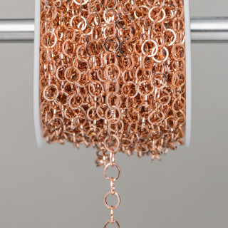 Forzatina Round Crushed Steel Chain 5.0mm Wire 0.6mm 10 Meters Rose Gold