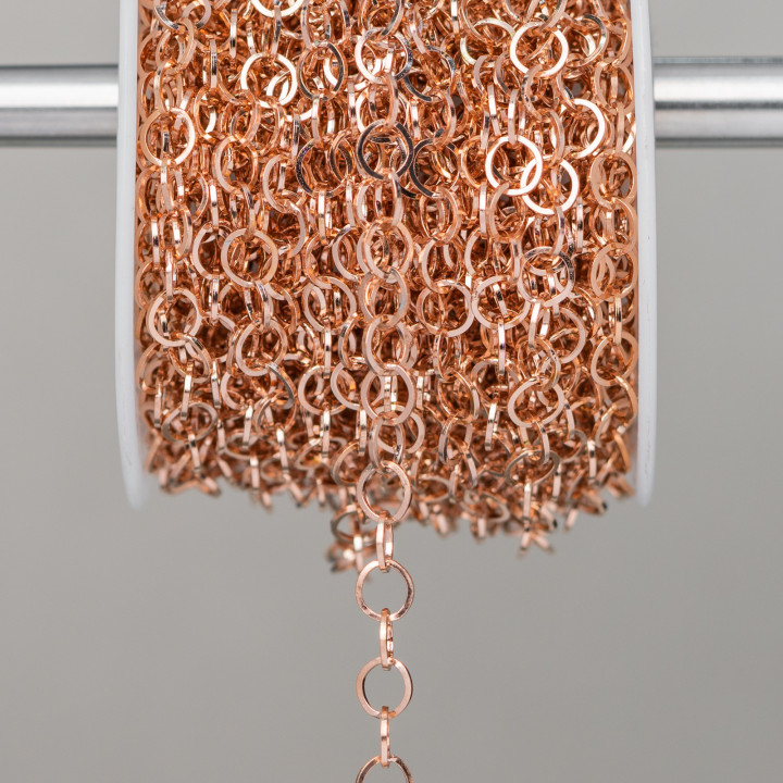 Cadena Redonda De Acero Triturado 5,0mm Hilo 0,6mm 10 Metros Oro Rosa