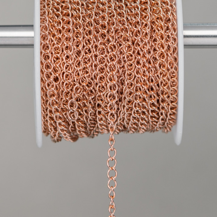 Smooth Groumette Steel Chain Extender 3.0x4.0mm Wire 0.6mm 15 Meters Rose Gold