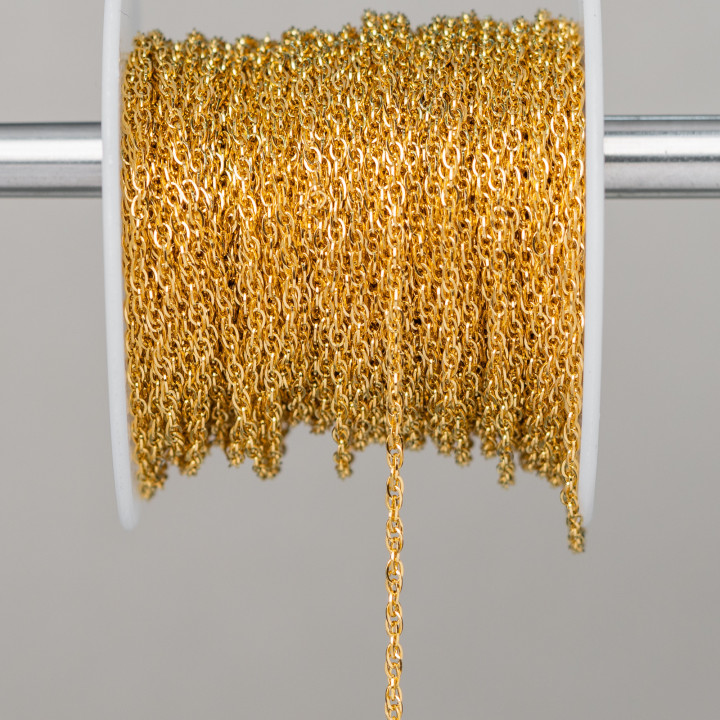 Catena Di Acciaio Intrecciata 2,0mm Filo 0,3mm 20 Metri Placcato Oro