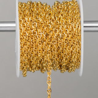Cadena de acero trenzado de 2,4 mm, alambre de 0,4 mm, chapado en oro de 15 mt.
