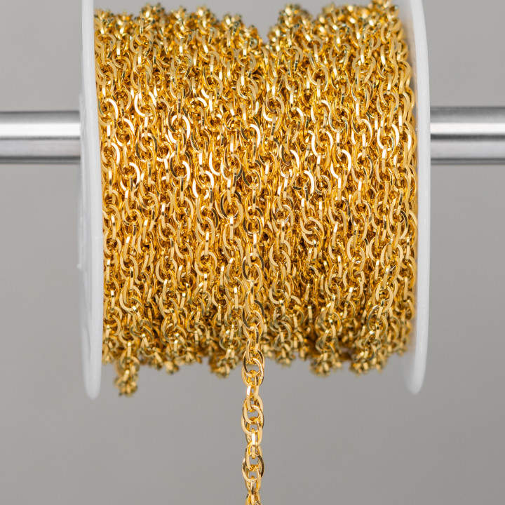 Braided Steel Chain 2.4mm Wire 0.4mm 15m Gold Plated