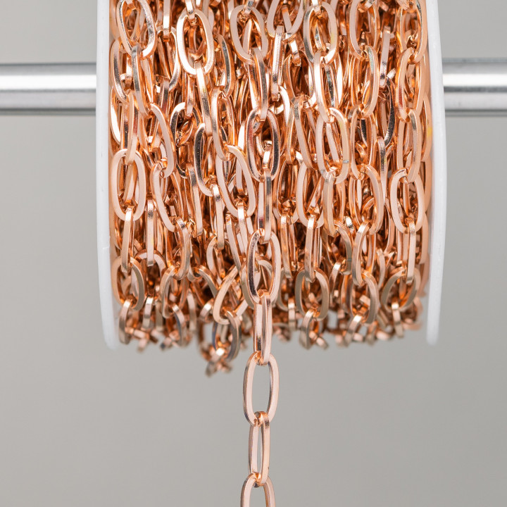 Chaîne Acier Ovale Avec Fil Carré 6x12mm Fil 1,2mm 5 Mètres Or Rose