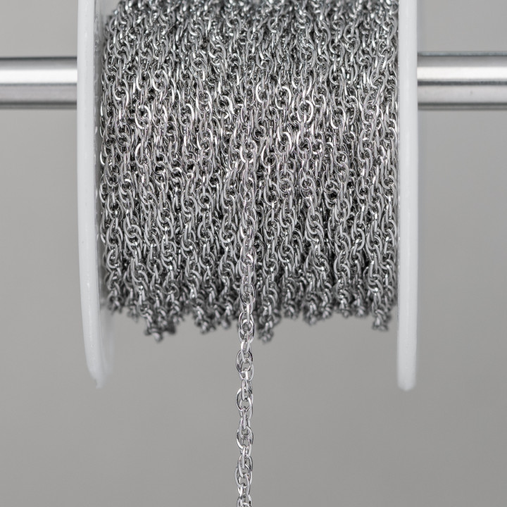 Catena Di Acciaio Ovale Intrecciato Schiacciato Quadrato 3,0mm Filo 0,6mm 10 Metri