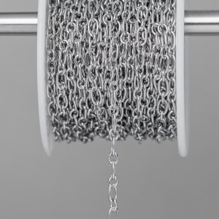 Chaîne en acier ovale écrasée 3,3x6mm + câble métallique 0,8mm 10mt