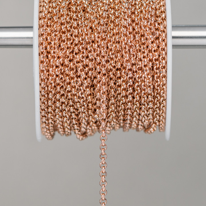Geschweißte runde Rolo-Stahlkette 2,5 mm 15 Meter Roségold