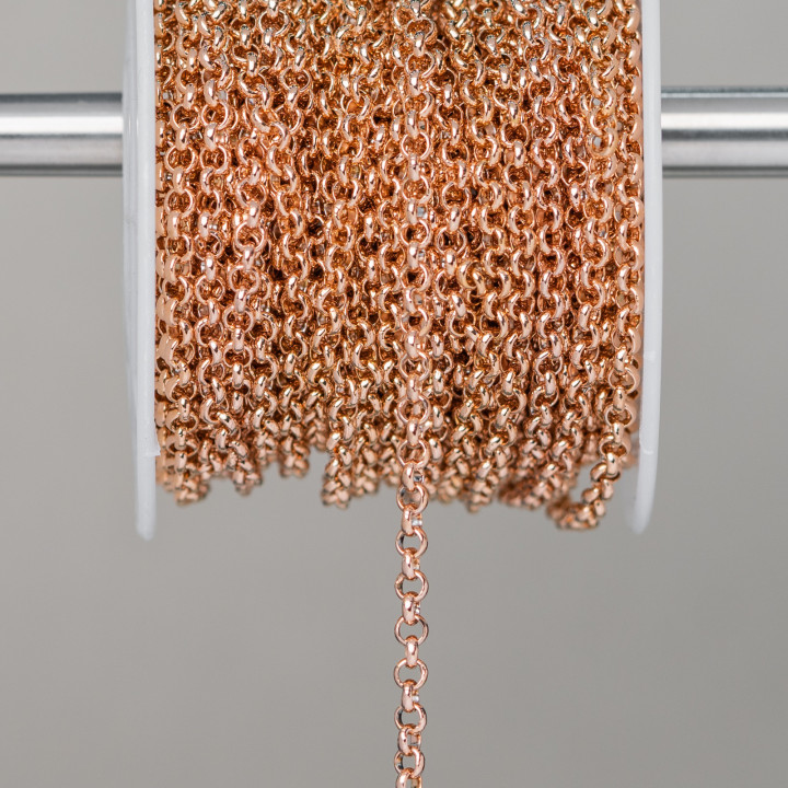 Συγκολλημένη στρογγυλή αλυσίδα Rolo' Steel 3,0mm 10 μέτρα Ροζ χρυσό