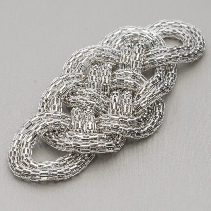 Brass Central Braided Mesh 50x95mm Rhodium Plated