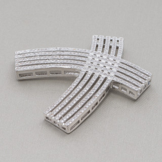 Central Brass With Zircons Set Ribbon 49x47mm 1pc