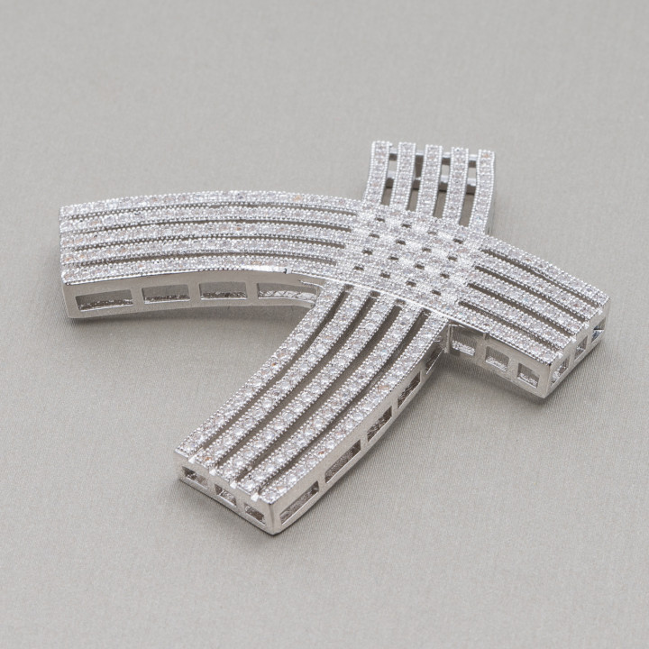 Central Brass With Zircons Set Κορδέλα 49x47mm 1τεμ