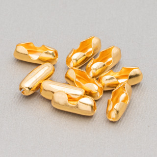 Chiusura Di Acciaio Per Catene A Pallina 4x10mm 40gr Placcato Oro Per Catena Misura 3,2mm 200pz