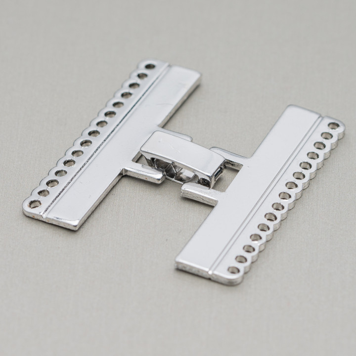 Fermeture De Laiton Plat Avec 15 Fils 6pcs Rhodié