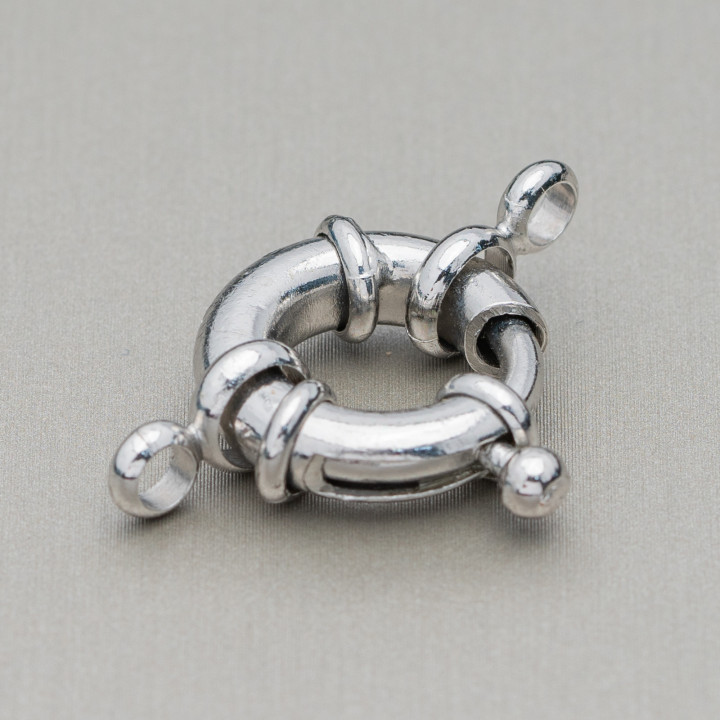 Nickelfreier Verschluss aus Messing, rund, 09 mm, 60 Stück, Rhodium