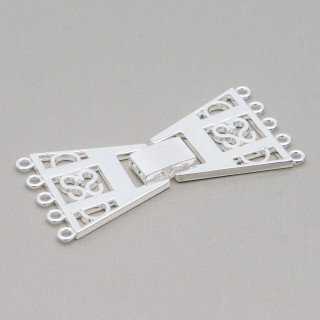 5 Wire Trapezoid Brass Clasp 60x30mm 2pcs Silver