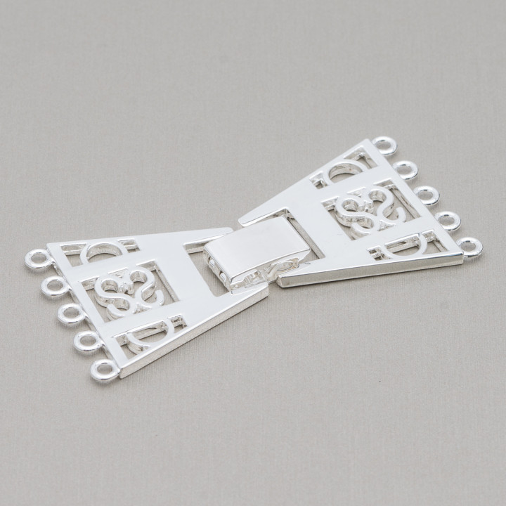 Cierre De Laton Trapecio 5 Hilos 60x30mm 2pcs Plata