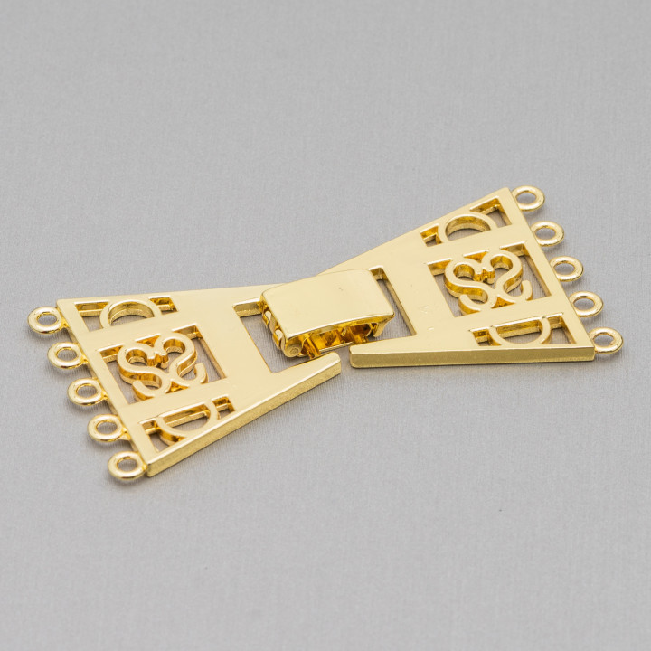 Messing 5 Draht Trapezverschluss 60x30mm 2St Golden