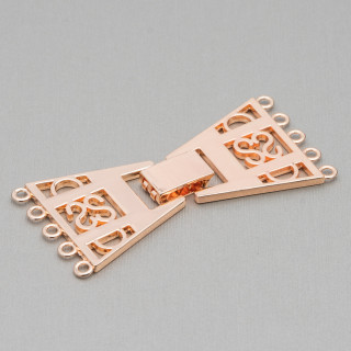 Chiusura Di Ottone Trapezio A 5 Fili 60x30mm 2pz Oro Rosa Light