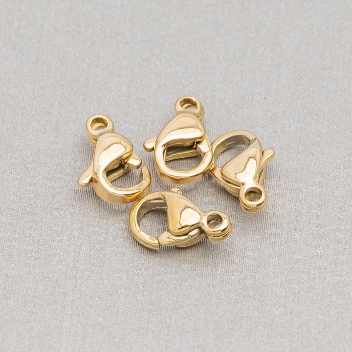 Cierre de mosquetón de acero 316 con anillo de 11 mm 100 piezas chapado en oro