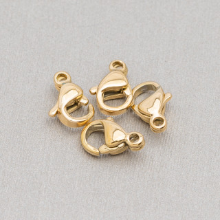 Chiusura Moschettone Di Acciaio316 Con Anellino 13mm 80pz Placcato Oro