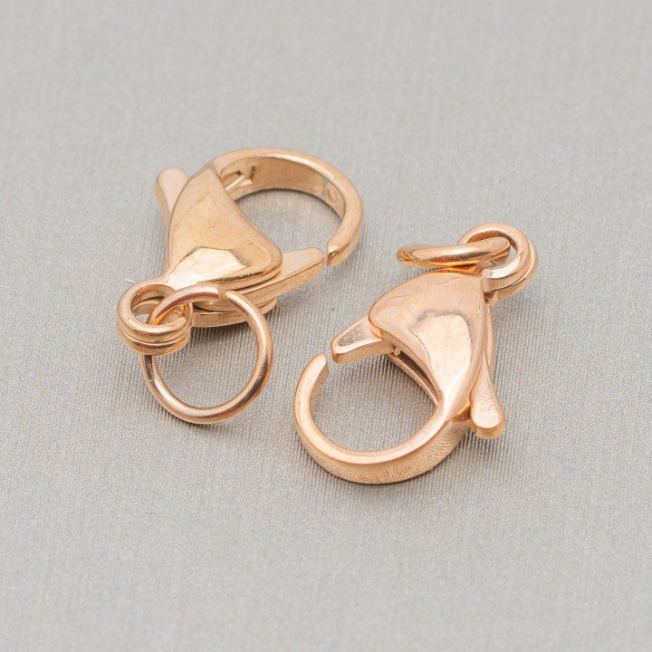 316 Steel Carabiner Clasp With Ring 15mm 75pcs Rose Gold