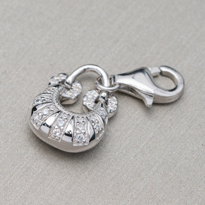 Anhänger Charms-Anhänger aus 925er Silber mit Karabiner in Handtasche mit eingefassten Zirkonen 11x26mm 3St Rhodium