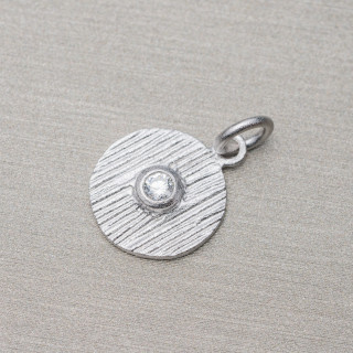 Pendentif Pendentif Argent 925 Coin Satin Avec Point Lumineux 12x20mm 6pcs Rhodié