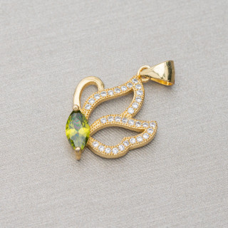 Anhänger Anhänger aus Silber 925 mit Zirkonia Schmetterling 15x26mm 3St Goldgrün
