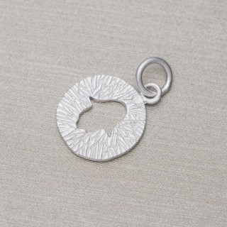 Pendant Pendant Of 925 Silver Brushed Plate With Engraved Tulip 12.5mm And Ring 10pcs