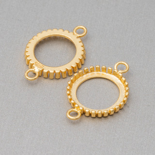 925 Silber Einfassungskomponente runder Verbinder Außen 14 mm Innen 12 mm 6 Stk. Golden