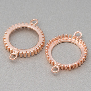 925 Silber Lünettenkomponente runder Verbinder Außen 16 mm Innen 14 mm 6 Stück Roségold