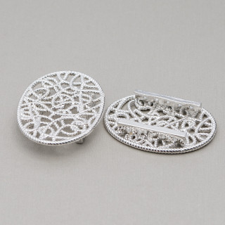 Oval Bronze Multiwire Central Component 30x40 7pcs Rhodium Plated