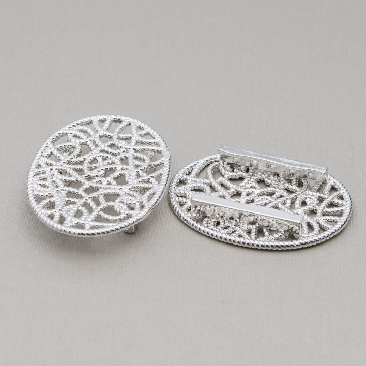 Componente Centrale Multifilo Di Bronzo Ovale 30x40 7pz Rodiato