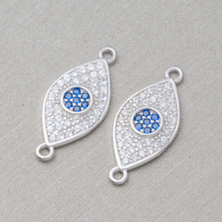 Komponentenverbinder aus 925er Silber mit Zirkonen Shuttle mit 2 Ringen 8x14mm 6St Rhodium